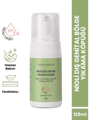 Bade Natural Nioli Yağlı Dış Genital Bölge Yıkama Köpüğü Ph 3.8 %100 Doğal 125 ml