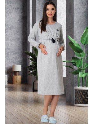 Alec Lingerie Hamile Lohusa Uzun Kol Gecelik Emzirme Özellikli 5539