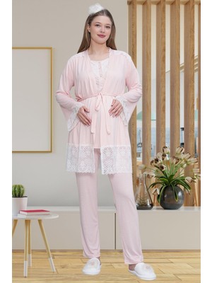 Alec Lingerie Mecit 6203 Pembe Sabahlıklı Lohusa Pijama Takımı