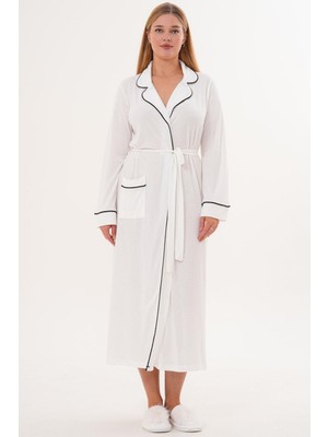 Alec Lingerie Mecit 6309 Ekru Kadın Uzun Sabahlık