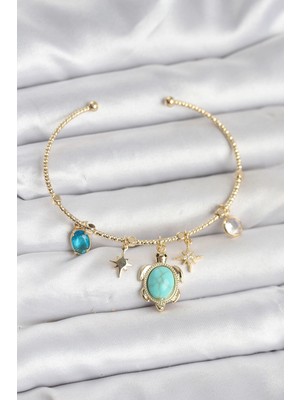 Depozee Caretta Caretta Charmlı Gold Renk Kadın Bileklik