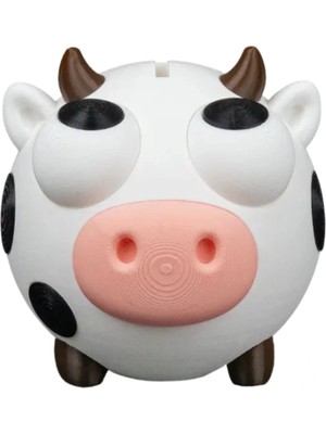Depozee Eco Lounge Sevimli Inek Kumbara 13 cm – Dekoratif Para Kutusu 3D Baskı