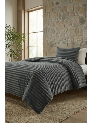 Altınpamuk Soft Çizgi Tek Kişilik Yatak Örtüsü 180X240 Gri