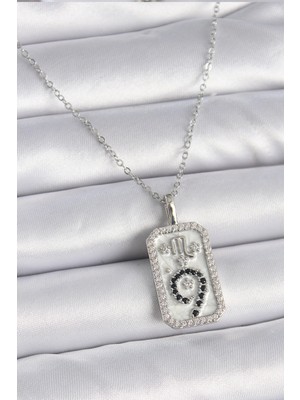 Depozee 316L Çelik Gümüş Renk Zincir Akrep Burcu Zirkon Taşlı Kadın Kolye