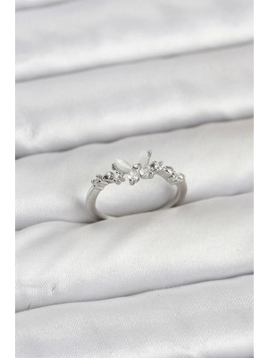 Depozee Kelebek Model Gümüş Renk Pirinç Kadın Yüzük