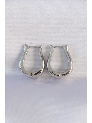 Depozee Pirinç Gümüş Renk Içi Boş Gül Küpe