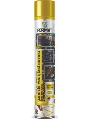 Format Yol Çizgi ve Zemin Işaretleme Sprey Boyası - 750 ml  Sarı