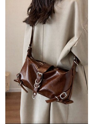 Özüm Takı Çanta Kadın Suni Dei Kol ve Omuz Çantası Kahverengi