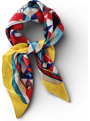 Hedea Karelerde Açan Çiçekler Saten Fular 70X70 cm