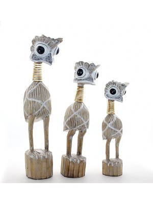 İlk El Grup Ieg™ Ahşap 3'lü Emu Kuşu Seti