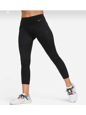 Nike Go Firm-Support Mid-Rise Cropped Training Yüksek Belli Toparlayıcı Siyah Kadın Tayt DQ5908-010