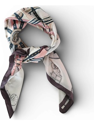 Hedea Gül Rengi Yolculuk Saten Fular 70X70 cm