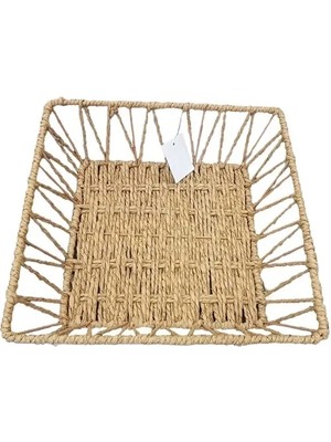 Aspata Store Buğz Doğal Örgü Kare Sepet
