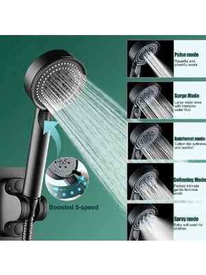 Aspata Store Buğz 5 Kademeli Duş Başlığı Siyah