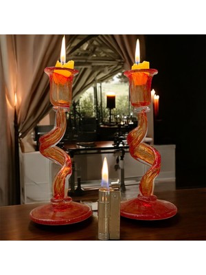 Uzman Ticaret Dekoratif Kıvrımlı Cam Mumluk