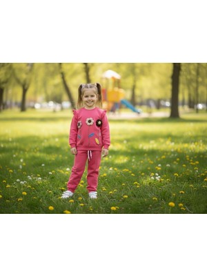 ruhaay Kız Çocuk Nakış Çiçek Detaylı Uzun Kollu Mevsimlik Alt Üst Takım