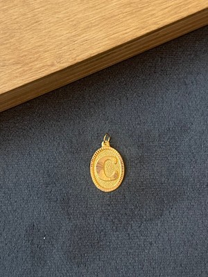 Aida Jewelss 14 Ayar Altın Kolye Ucu C Harfi Altın Kolye Ucu  Harfli Altın Kolye Ucu