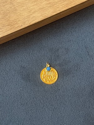 Aida Jewelss 14 Ayar Altın Maşallah Yazılı Altın Kolye Ucu Doğal Firuze Taşlı Şans Koruma Kolyesi
