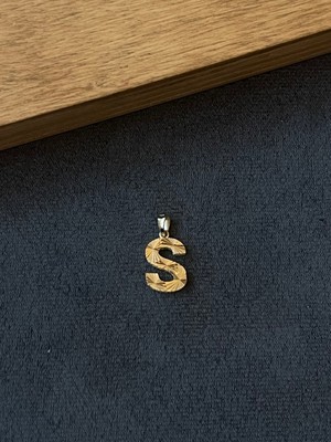 Aida Jewelss 14 Ayar Altın Kolye Ucu Füzyon 3 Boyutlu S Harfi Altın Kolye Ucu