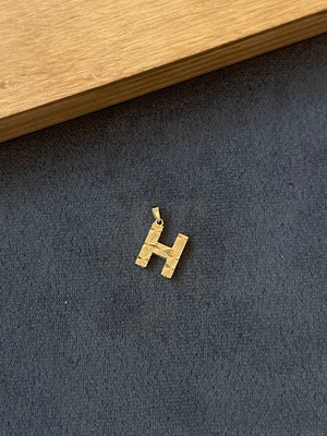 Aida Jewelss 14 Ayar Altın Kolye Ucu Füzyon 3 Boyutlu H Harfi Altın Kolye Ucu