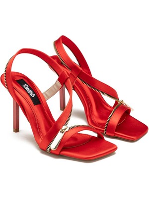 Dedos Özel Tasarım Yüksek Topuklu Fermuar Detaylı Saten Abiye Ayakkabı 5310