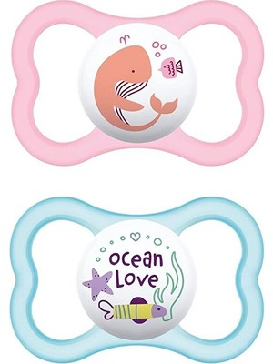 Smiggle Mam Air Matte Emzik 6–16 Ay – 2’li Paket (Kız Bebek, Hassas Ciltler Için, Bpa’sız)