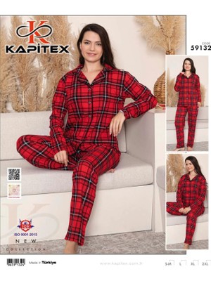 Kapitex 59132  Pamuklu Bayan Uzun Kollu Pijama Takım