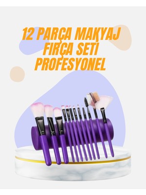 Tuncel Store Doğal Görünüm Sağlayan Yumuşak Kıllı 12 Parça Makyaj Fırça Seti Günlük ve Profesyonel Kullanıma Uyg