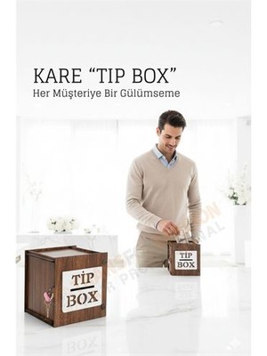 İlk El Grup Lazer Kesim Ahşap Tip Box – Bahşiş Kutusu | 13X13X12 cm Dekoratif Kutu