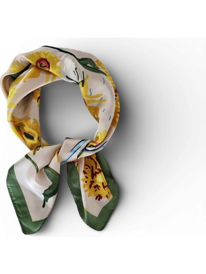 Hedea Günebakan Bahçesi Saten Fular 70X70 cm