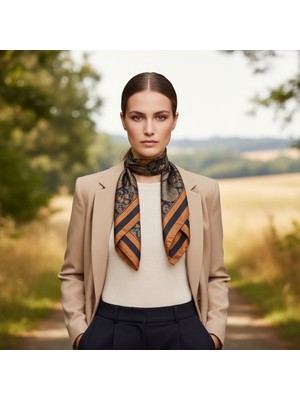 Hedea Baharat Yolu Saten Fular 70X70 cm