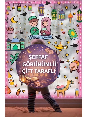 Ramazan Ayı Temalı Cam Duvar Süsleri Çift Taraflı Sticker Seti