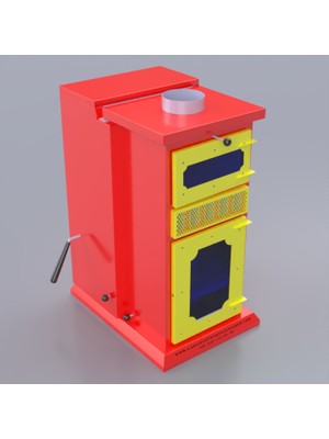 Kuzineli Şömine Tipi Pelet Sobası Sıcak Hava Üflemeli