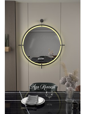Aga Konsept LED Li Simirna Ayna Siyah 50*60 Cm, 60*70 Cm, 75*85 cm Dekoratif Duvar Salon Banyo Makyaj Aynası
