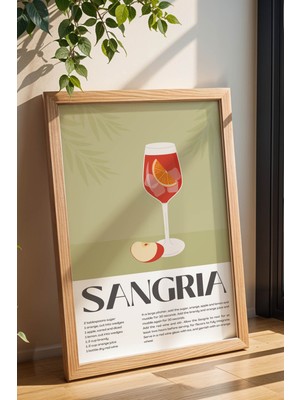 Sangria Temalı Renkli Çerçeveli Tablo | Modern Mutfak & Bar Duvar Dekoru | Kokteyl Serisi Poster