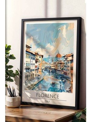 Floransa Duvar Tablosu – Italya Florence Temalı Modern Salon Dekoru, Şehir Manzaralı Çerçeveli Tablo