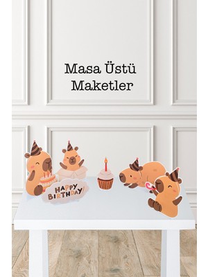 Pekshop Kapibara Ayaklı Pano Seti Doğum Günü Masa Üstü Panolar