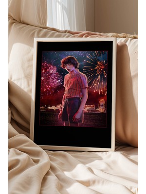 Stranger Things Mike Wheeler Tasarım Çerçeveli Tablo - Retro Hawkins Yazı Sanatsal Duvar Dekoru
