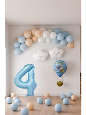 Patladı Gitti 4 Yaş Mavi Gökyüzü Doğum Günü Konsepti