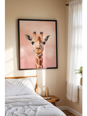 Sevimli Zürafa Portresi Çerçeveli Tablo - Bebek ve Çocuk Odası Modern Hayvan Figürlü Duvar Dekoru