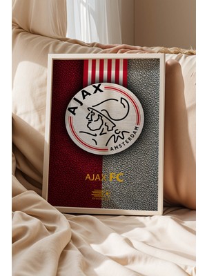 Ajax Amsterdam Logolu Premium Tasarım Çerçeveli Tablo - Hollanda Efsanesi Futbol Duvar Dekoru