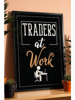 Traders At Work Motivasyon Temalı Çerçeveli Tablo Finans ve Yatırım Serisi Ofis Duvar Dekoru