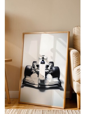 Lüks F1 Yarış Arabası Çerçeveli Tablo - Modern Minimalist Antrasit Formula 1 Duvar Dekoru
