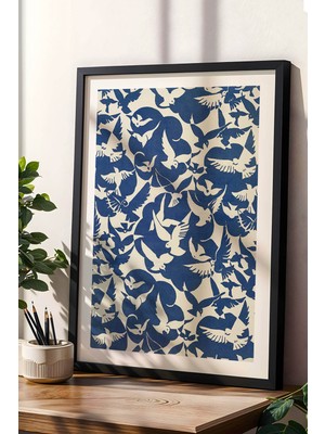 Kamisaka Sekka Japon Sanatı Kuşlar ve Bulutlar Çerçeveli Modern Tablo Viktorya Serisi Duvar Dekoru