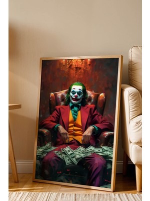 Joker Motivasyon Temalı Çerçeveli Tablo Finans ve Başarı Serisi Modern Ofis Duvar Dekoru