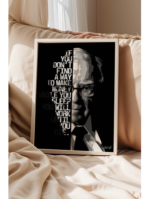 Warren Buffett Motivasyon Tablosu - Finansal Özgürlük Serisi Çerçeveli Ofis Duvar Dekoru