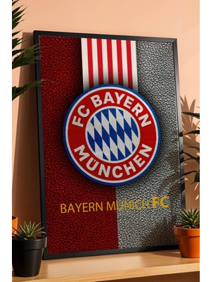 Bayern Munich Logolu Premium Tasarım Çerçeveli Tablo - Bavyera Efsanesi Futbol Duvar Dekoru