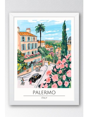 Italya Palermo Duvar Tablosu – Modern Salon Duvar Dekoru, Akdeniz Temalı Çerçeveli Poster Tablo