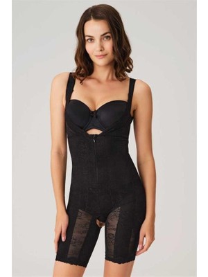 Aesco Toparlayıcı Vücut Inceltici Dikişli Fermuarlı Uzun Paca Altı Açık Sıkı Badi Korse