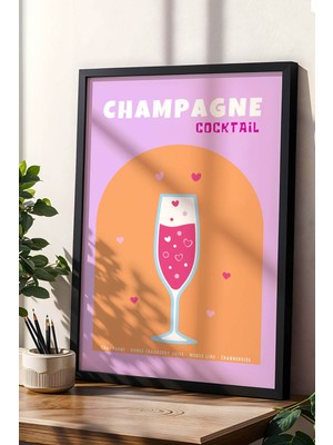 Champagne Cocktail (Şampanya Kokteyl) Temalı Çerçeveli Tablo – Modern Mutfak ve Bar Duvar Dekoru